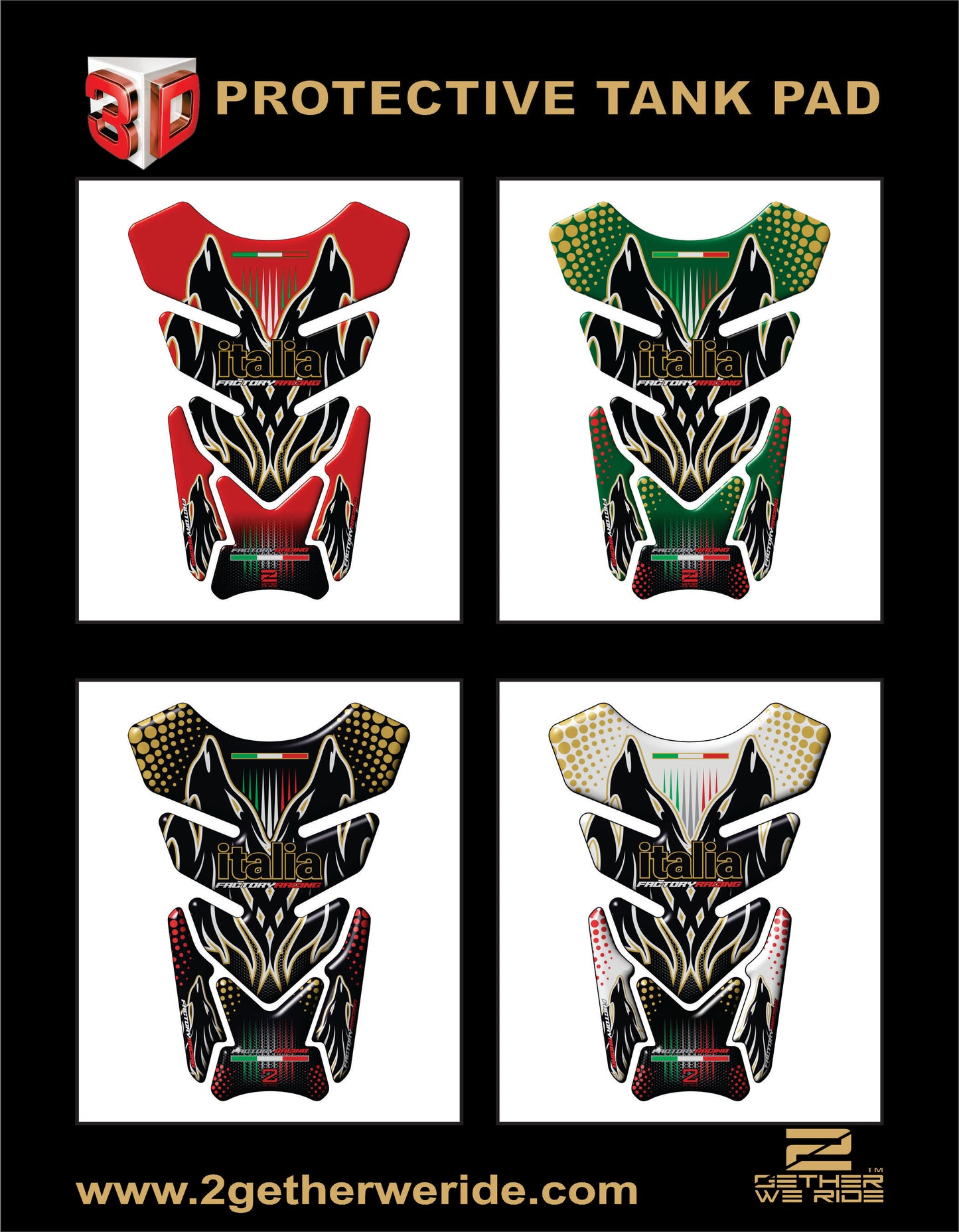 Aprilia Carbon Fiber Motor Cycle Tank Pad. Universal Fit Italia Racing Motor Bike Tank Pad / Protector