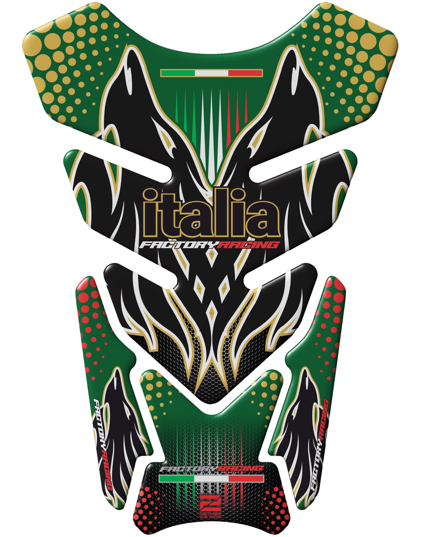Aprilia Green Motor Cycle Tank Pad. Universal Fit Italia Racing Motor Bike Tank Pad / Protector