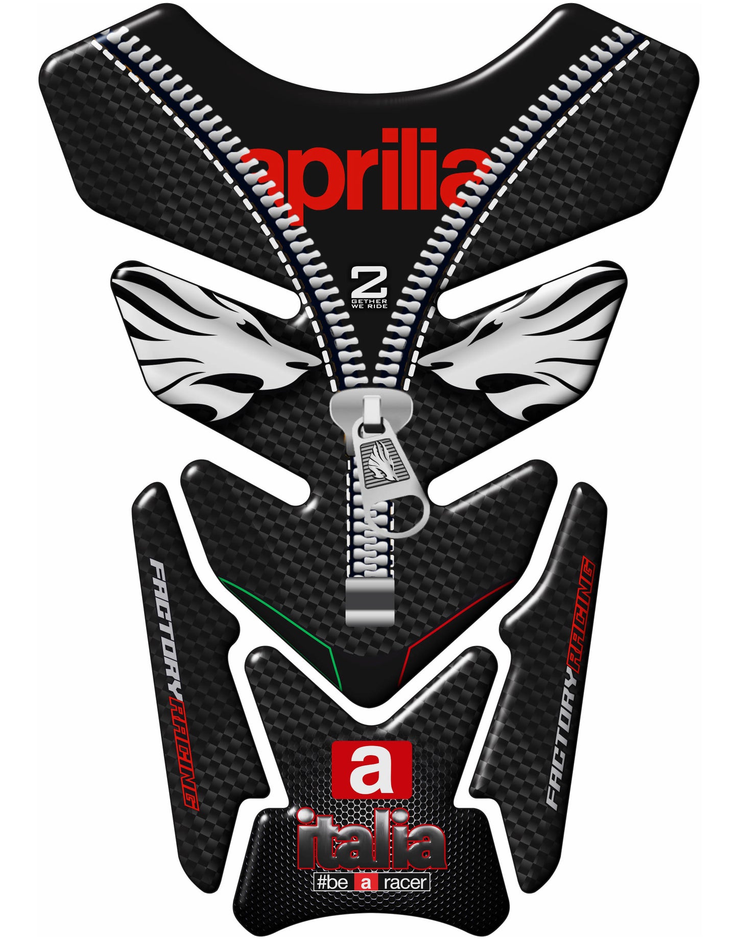 Aprilia Motor Bike Tank Pad Protector - Aprilia Italia Factory Racing Black Carbon Fibre, Universal Fit Motor Bike Tank Pad / Protector.