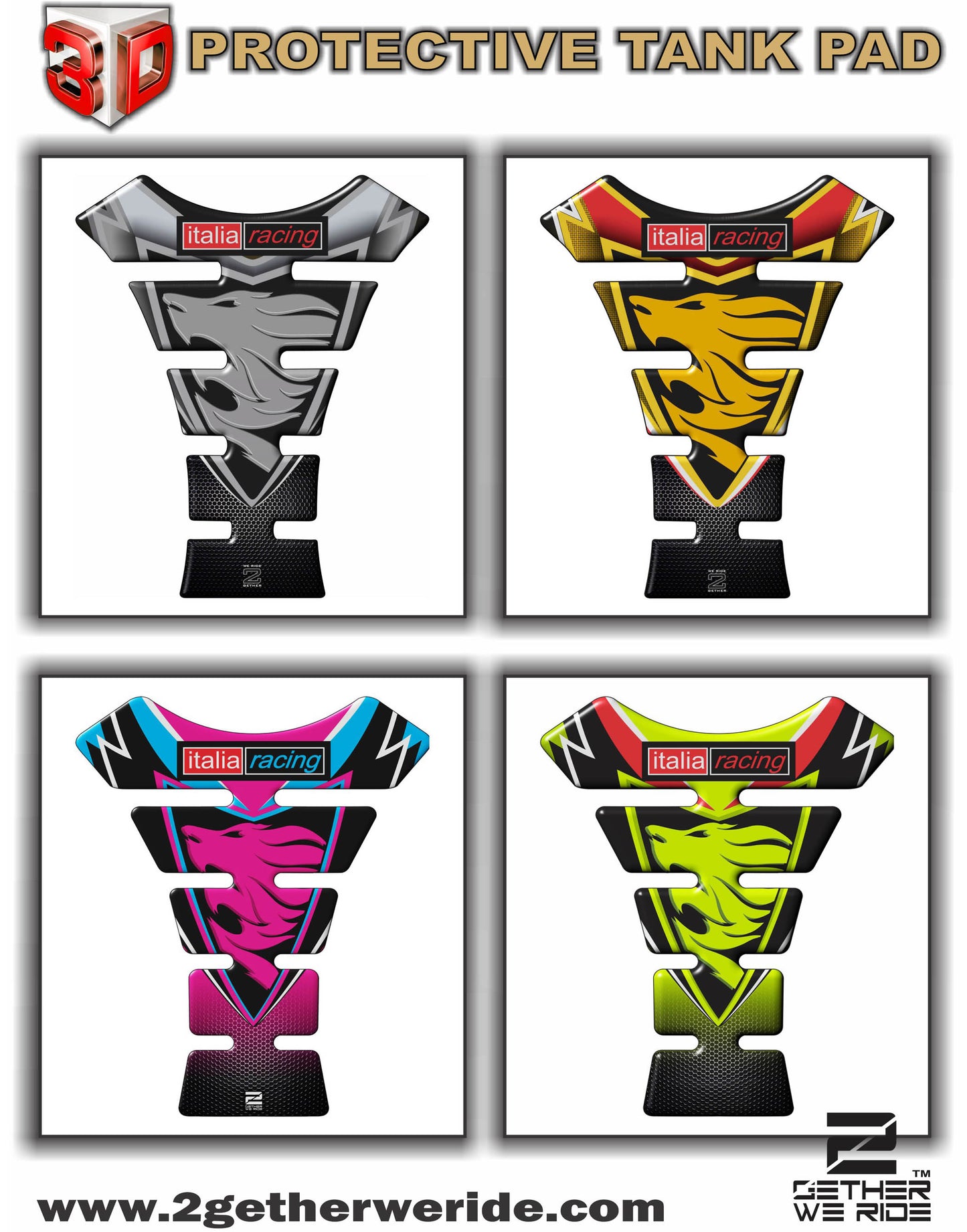 Aprilia Motor Bike Tank Pad Protector - Aprilia Italia Racing Black, Pink and Blue Universal Fit Motor Bike Tank Pad / Protector.