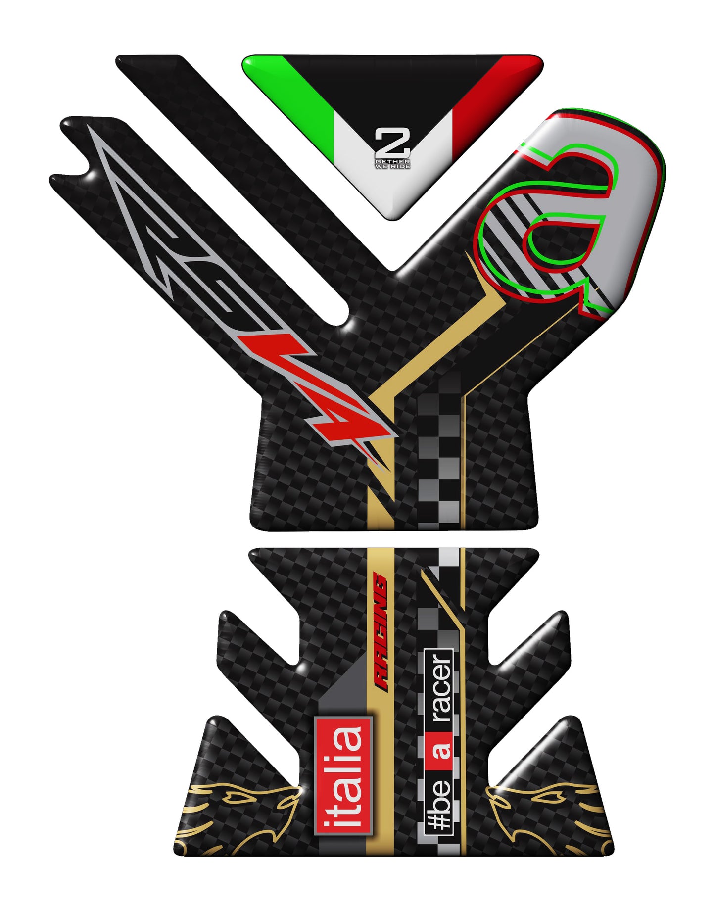 Aprilia RSV4 Black and Gold Carbon Fibre Motor Bike Tank Pad 2021 -2023