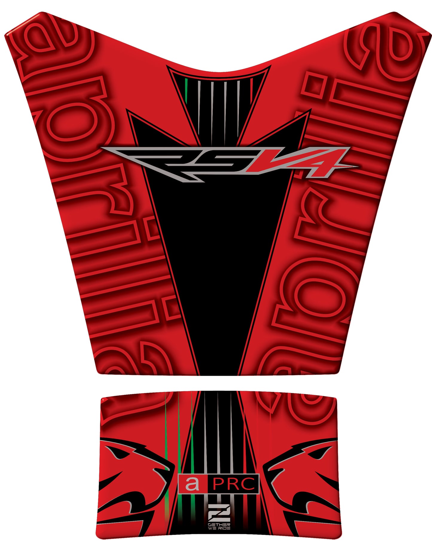 Aprilia Tuona RSV4 Italia. Red and Black Motor Bike Tank Pad Protector . 2015 - 2019