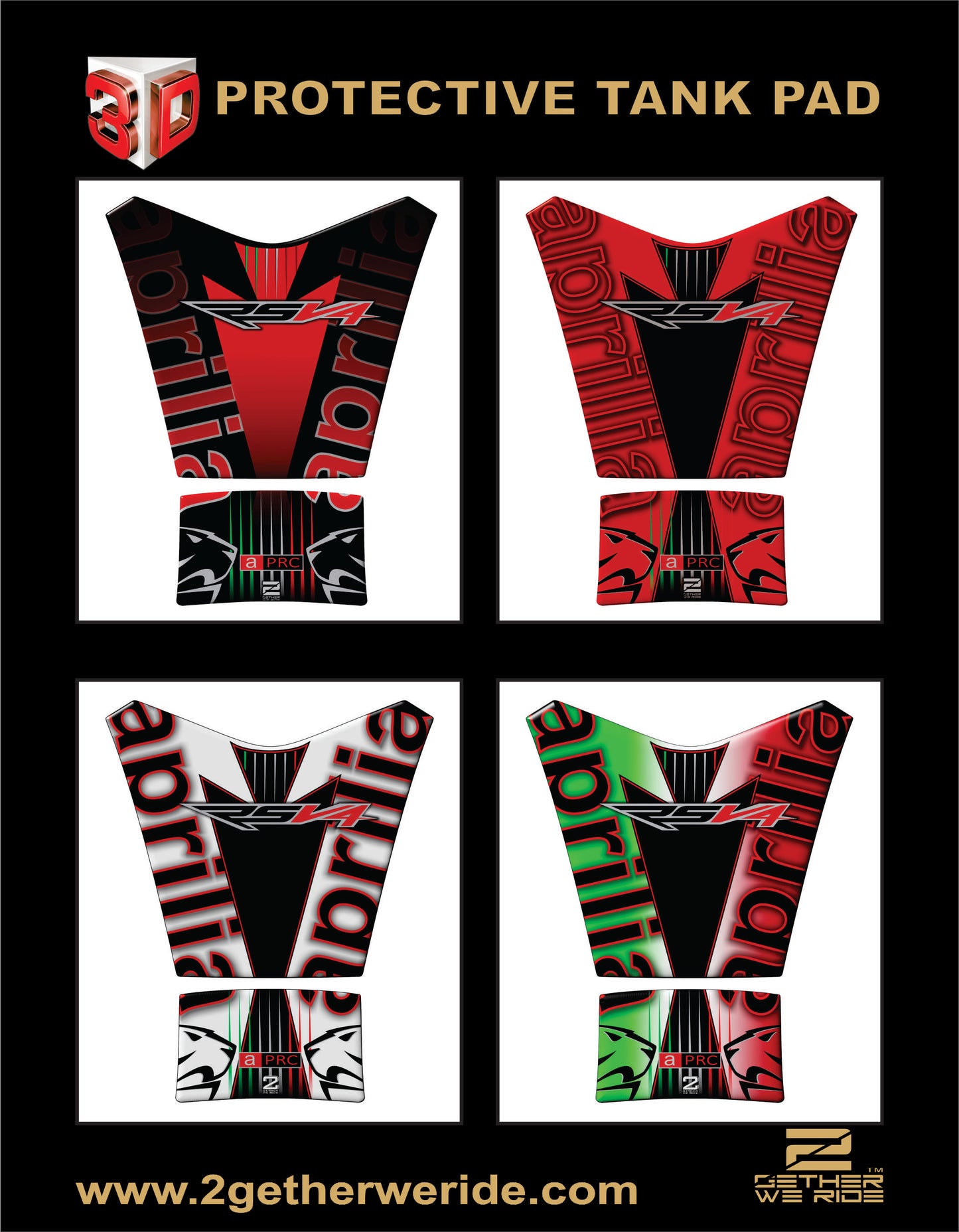 Aprilia Tuona RSV4 Italia. Red and Black Motor Bike Tank Pad Protector . 2015 - 2019