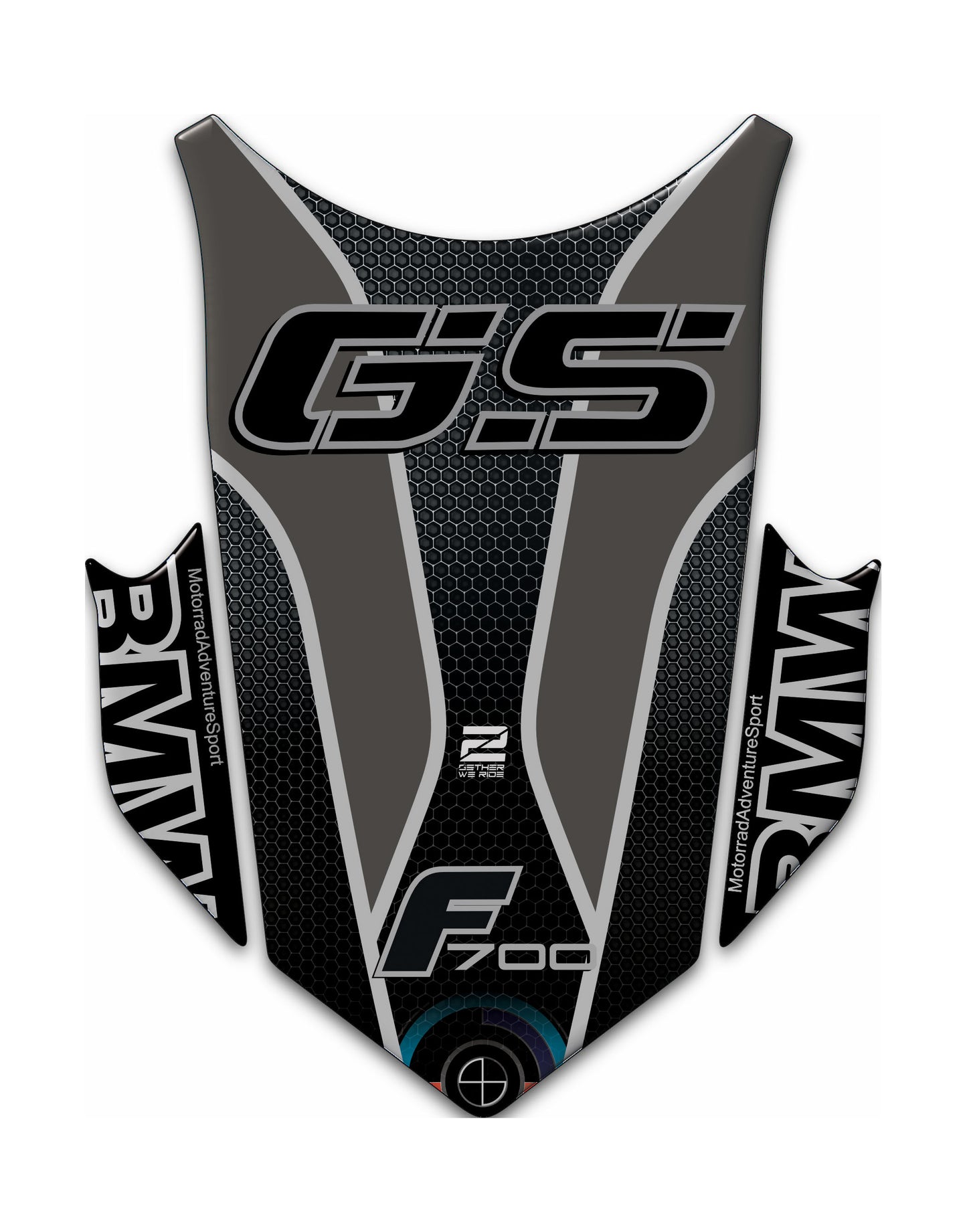 BMW F 700 GS Motor Bike Tank Pad . BMW F 700 Black and Grey Motor Bike Tank Pad / Protector.
