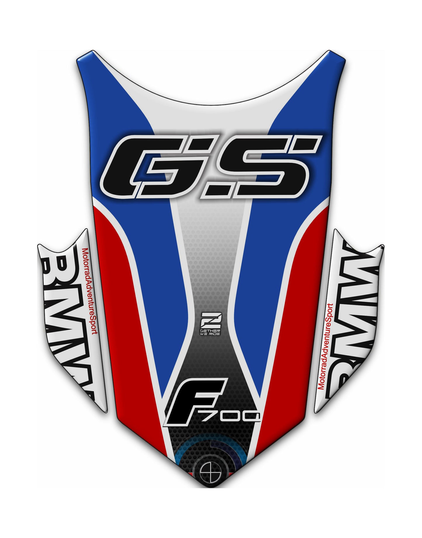 BMW F 700 GS Motor Bike Tank Pad . Red, White and Blue BMW F 700 Motor Bike Tank Pad / Protector.