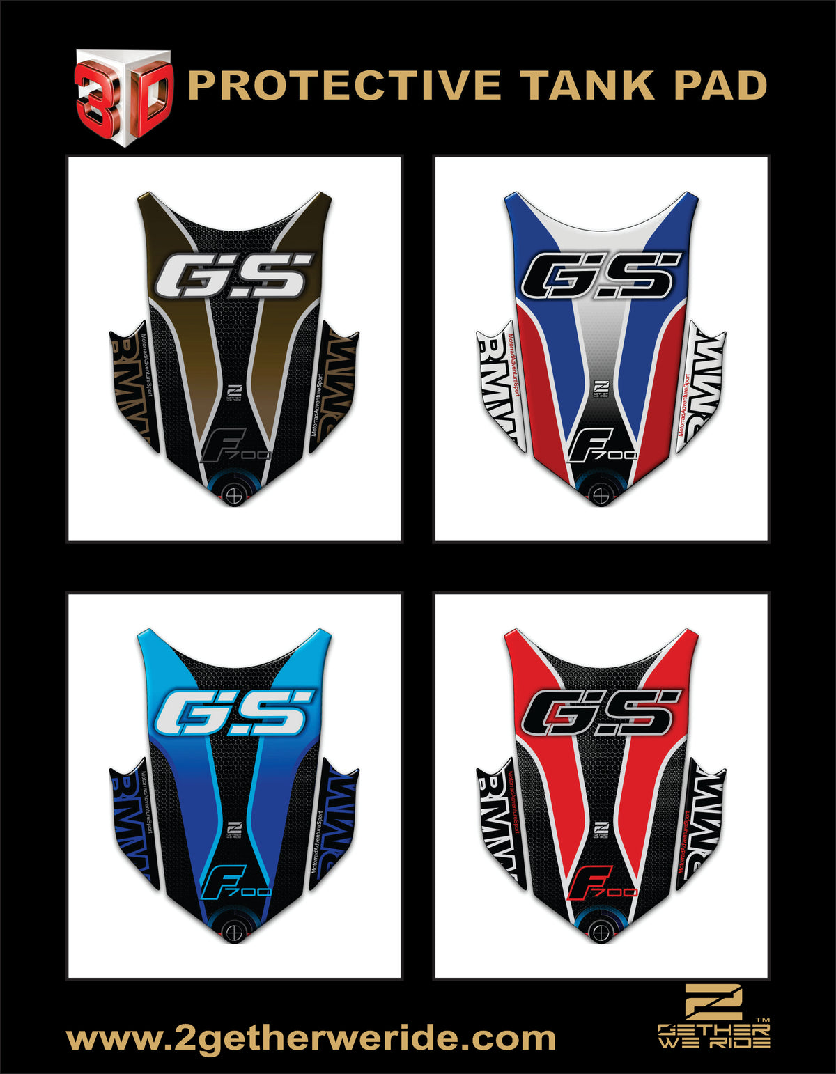 BMW F 700 GS Motor Bike Tank Pad . Red, White and Blue BMW F 700 Motor Bike Tank Pad / Protector.