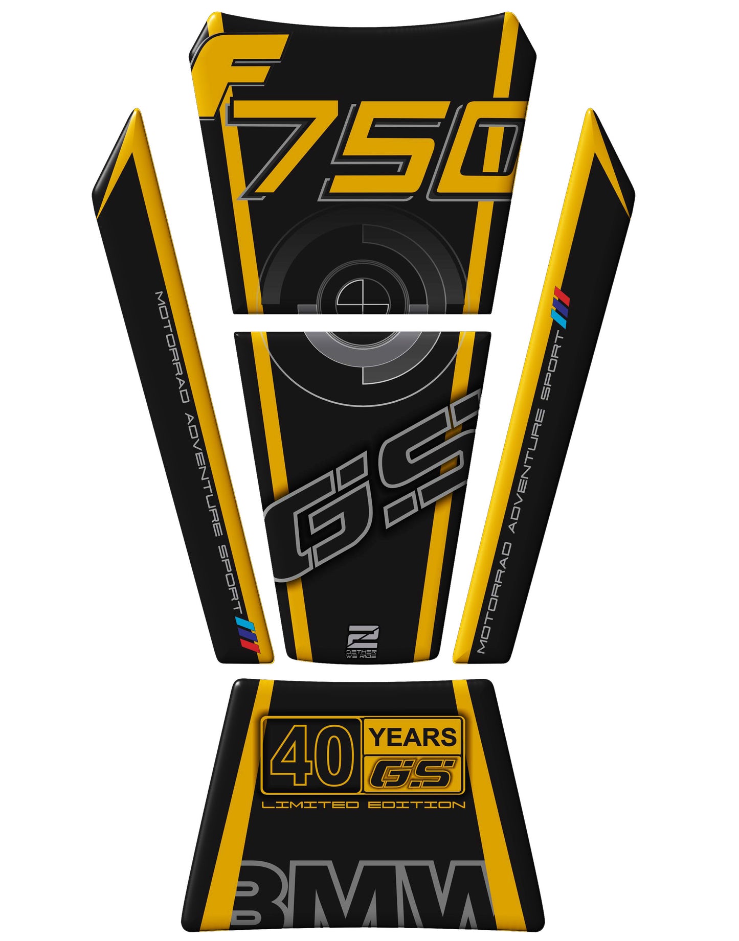 BMW F 750 GS Yellow and Black Motor Bike Tank Pad / Protector