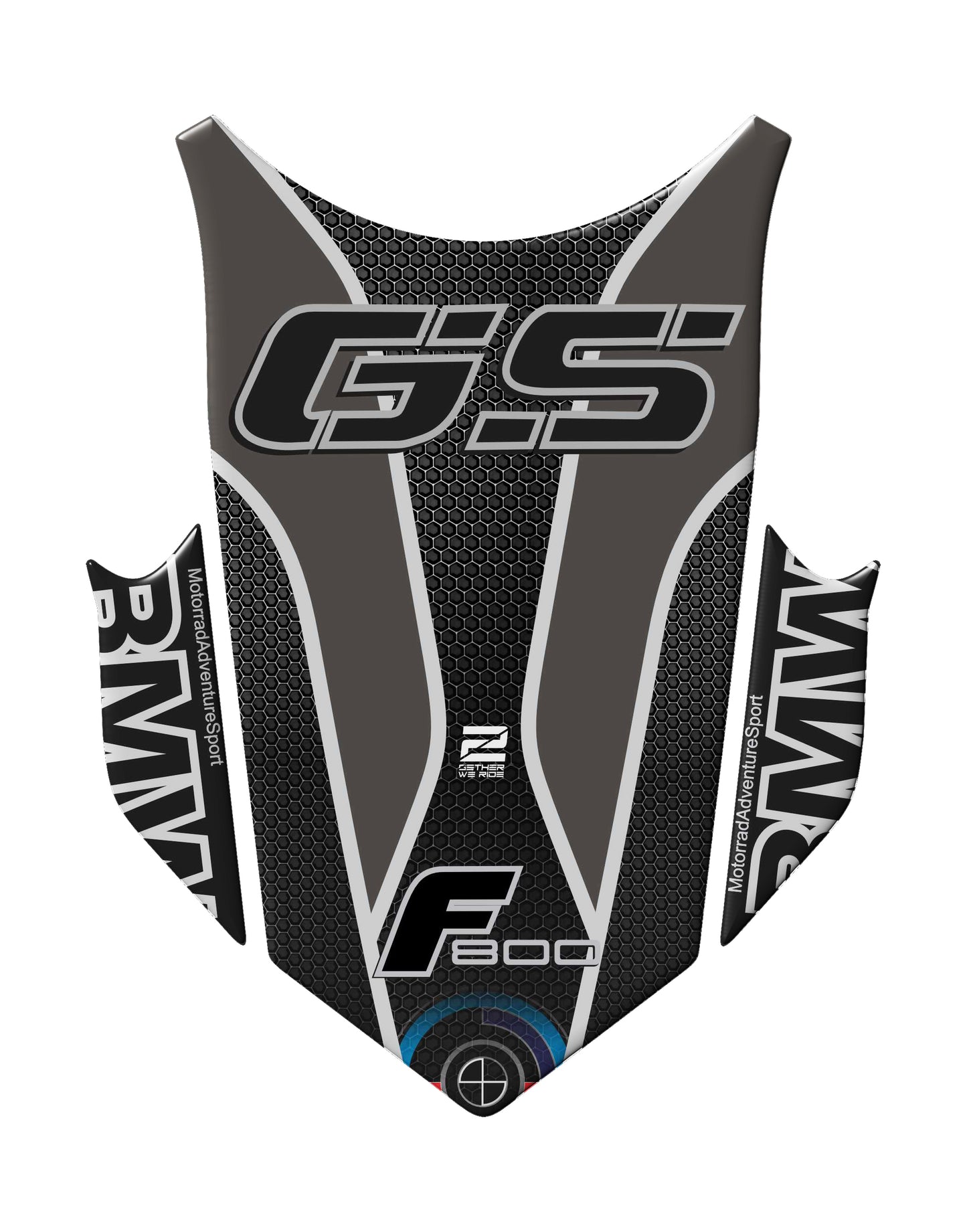 BMW F 800 GS Black and Grey Motor Bike Tank Pad / Protector 2013 - 2017