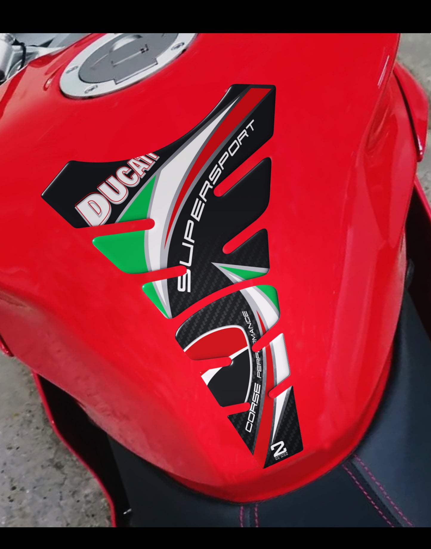 Ducati SuperSport Red Motor Bike Tank Pad Protector 2016 -2023