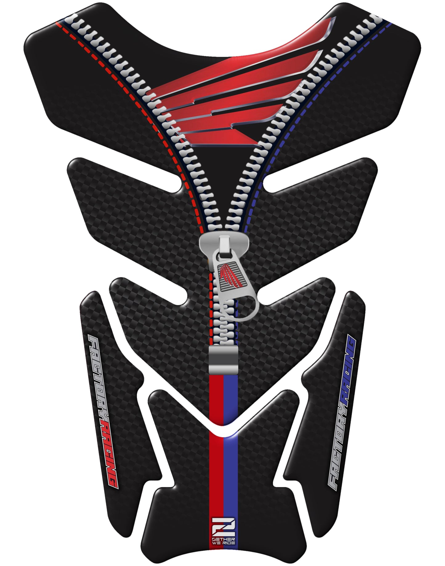 Honda Motor Bike Tank Pad. Black Carbon Fibre Honda Motorcycle Tank Pad Protector.