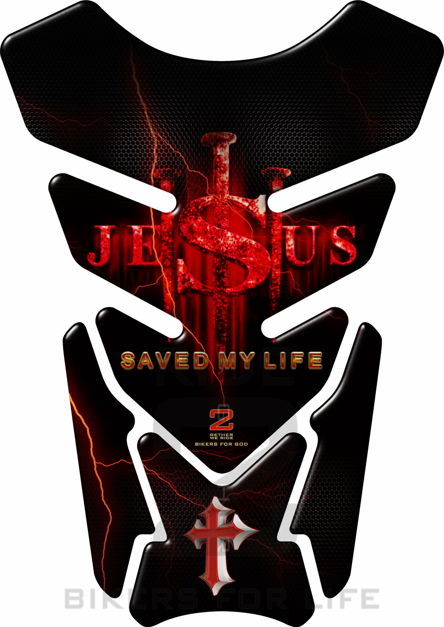 Religious Range. Jesus saved my life Red Universal Fit. Christian tank pad.