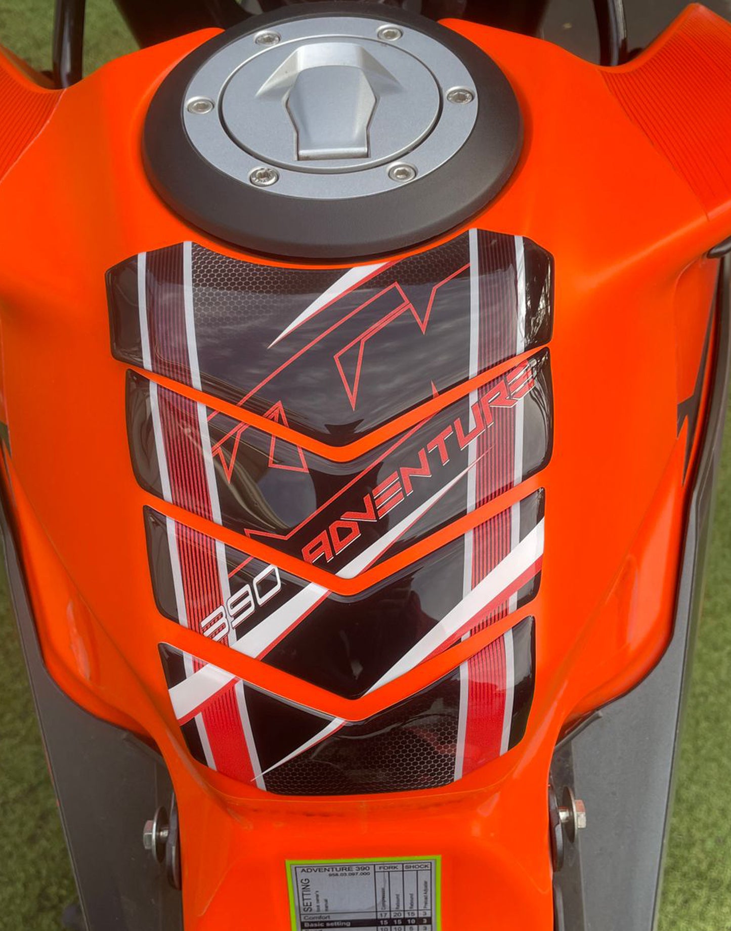 KTM 390 Duke Motor Bike Tank Pad. Orange and Black 390 Adventure, Universal Fit Tank Pad. 2025