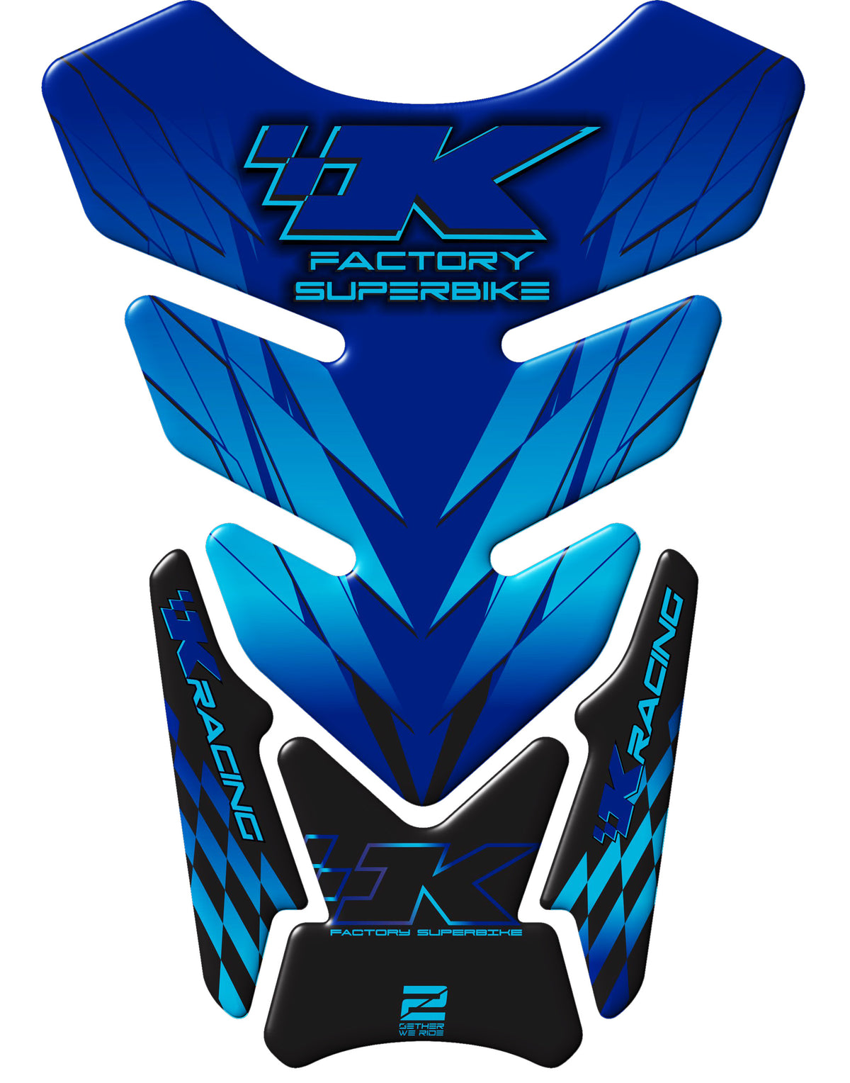 Kawasaki Factory Super Bike, Blue Motor Bike Tank Pad Protector 2006 - 2022. K Racing