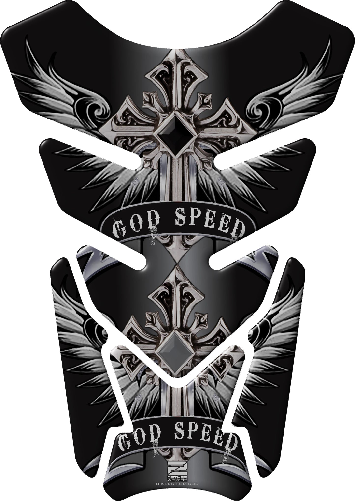 Motor Bike Tank Pad Protector. Religious Range. God Speed Black. Universal Fit. Christian Motor Bike Tank Pad.