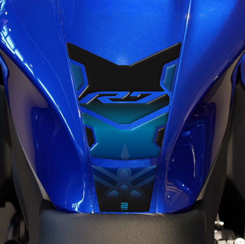 Yamaha R7 2021 -2024. Blue and black Motor Bike Tank Pad Protectors.
