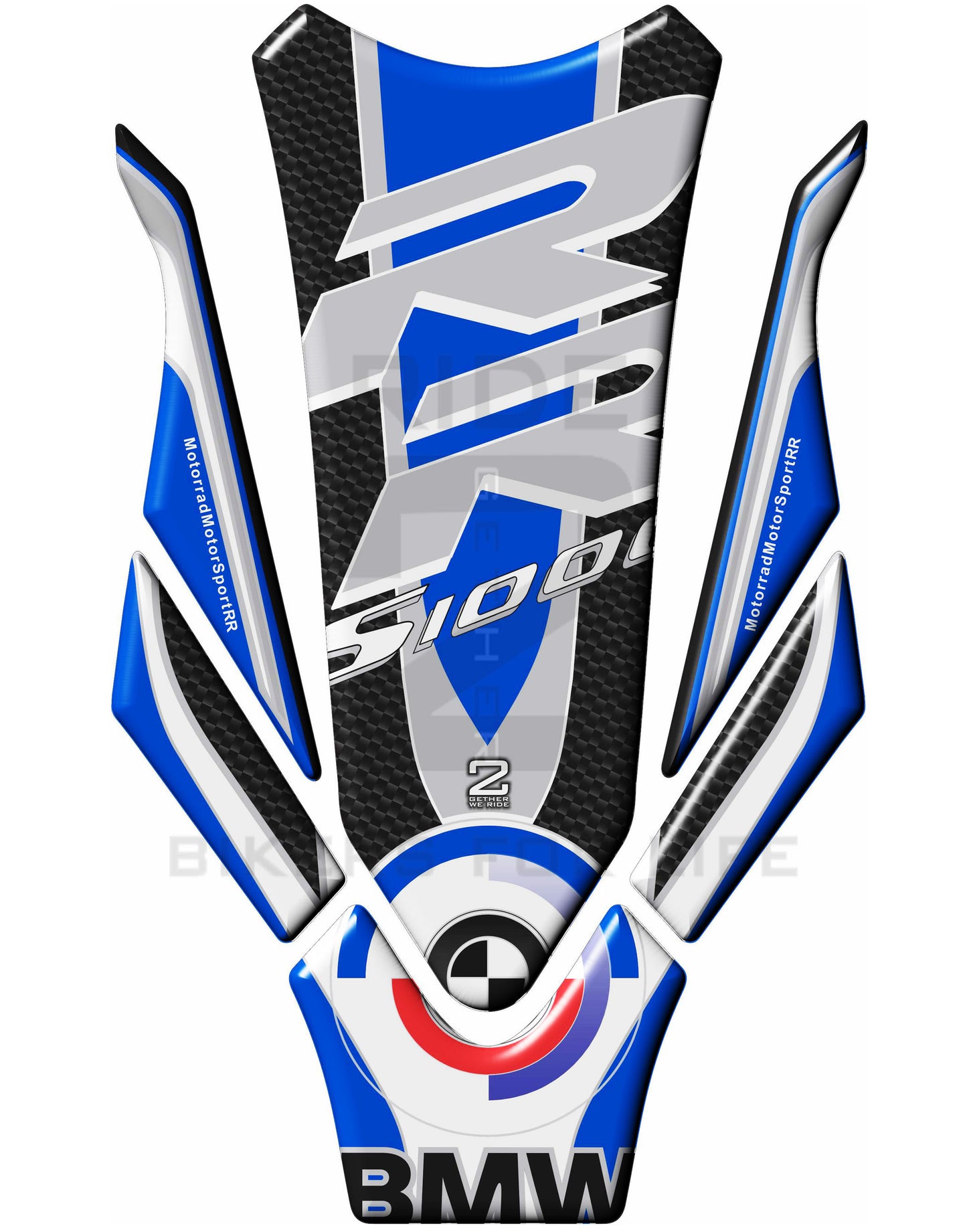 Motor Bike Tank Pad - BMW S 1000 RR Blue Motor Bike Tank Pad Protector. 2019 - 2022