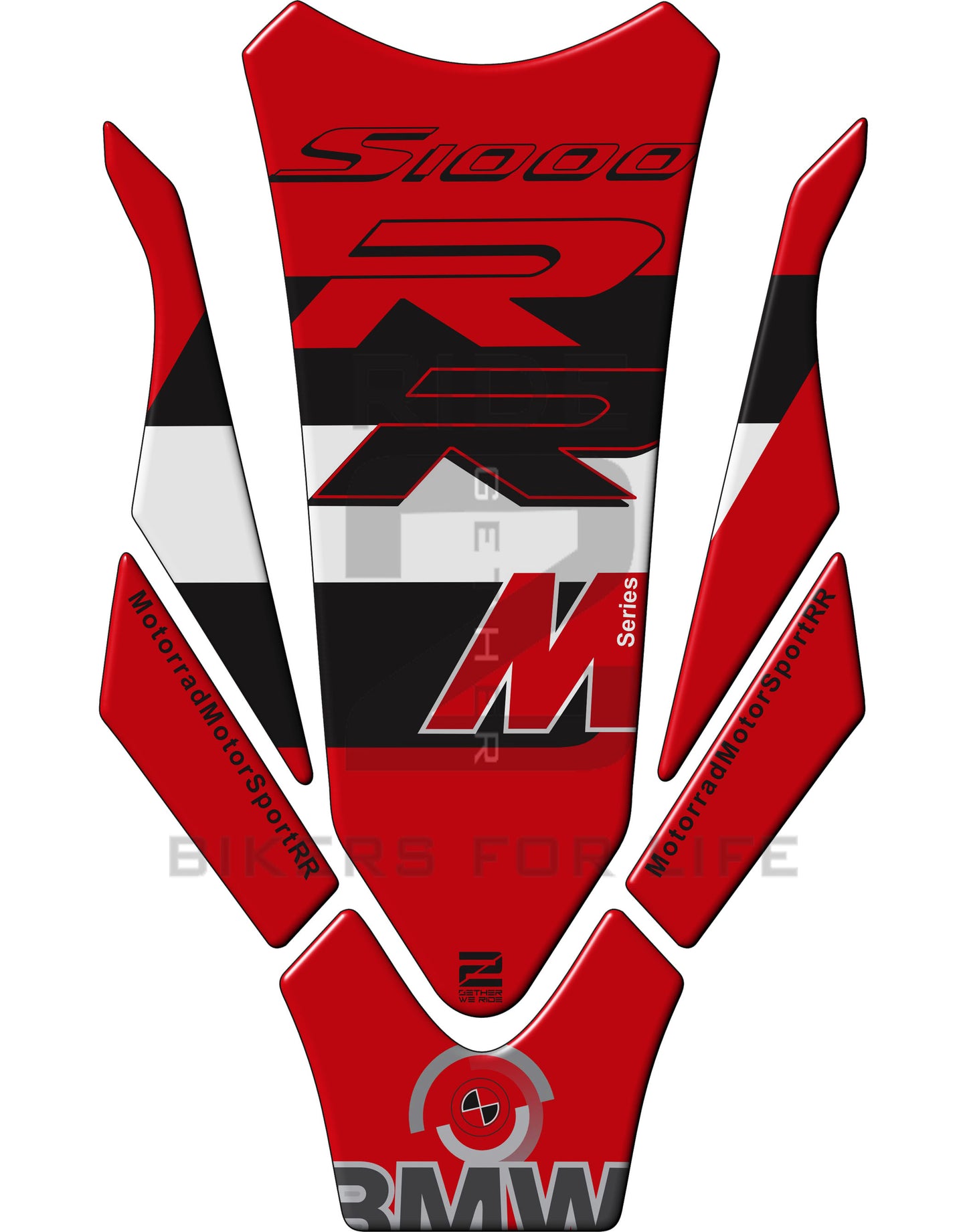 Motor Bike Tank Pad - BMW S 1000 RR Red and Black Motor Bike Tank Pad Protector. 2023 - 2024