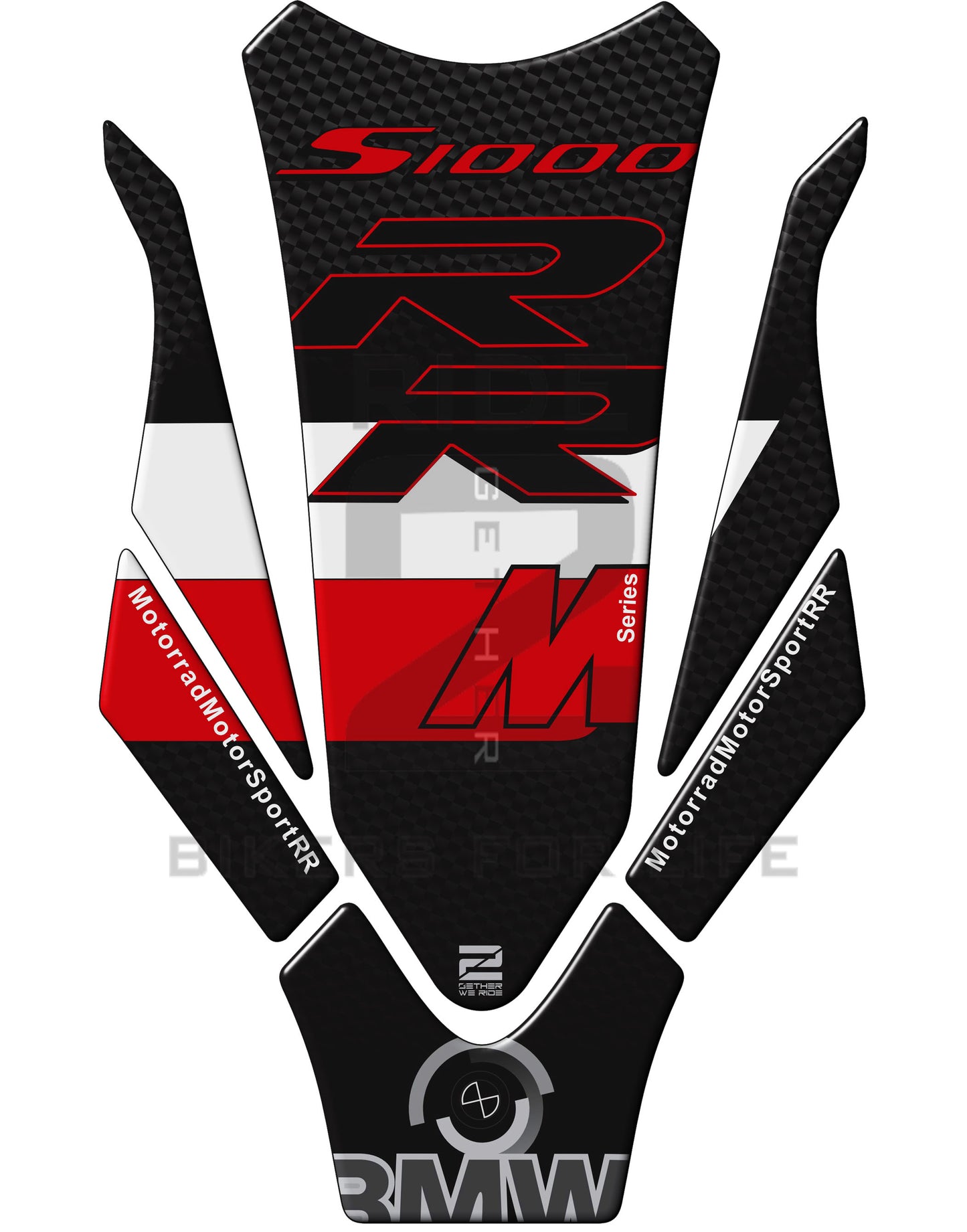 Motor Bike Tank Pad - BMW S 1000 RR Black Carbon Fibre Motor Bike Tank Pad Protector. 2023 - 2024