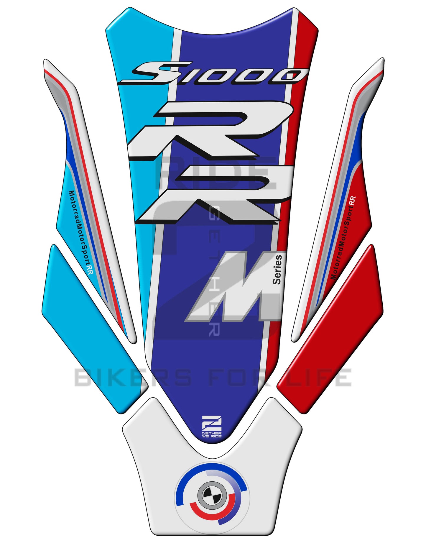 Motor Bike Tank Pad - BMW S 1000 RR Red, White and Blue Motor Bike Tank Pad Protector. 2023 - 2024