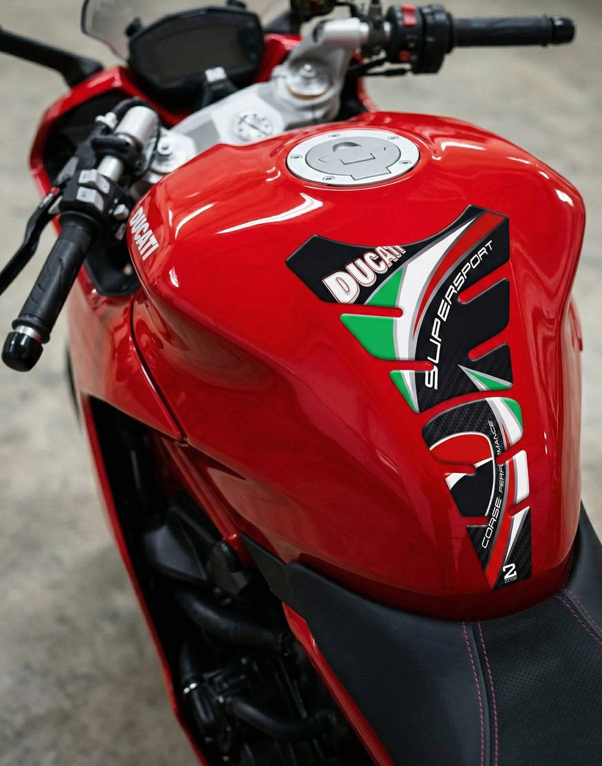 Ducati SuperSport Black Motor Bike Tank Pad Protector 2016 -2023