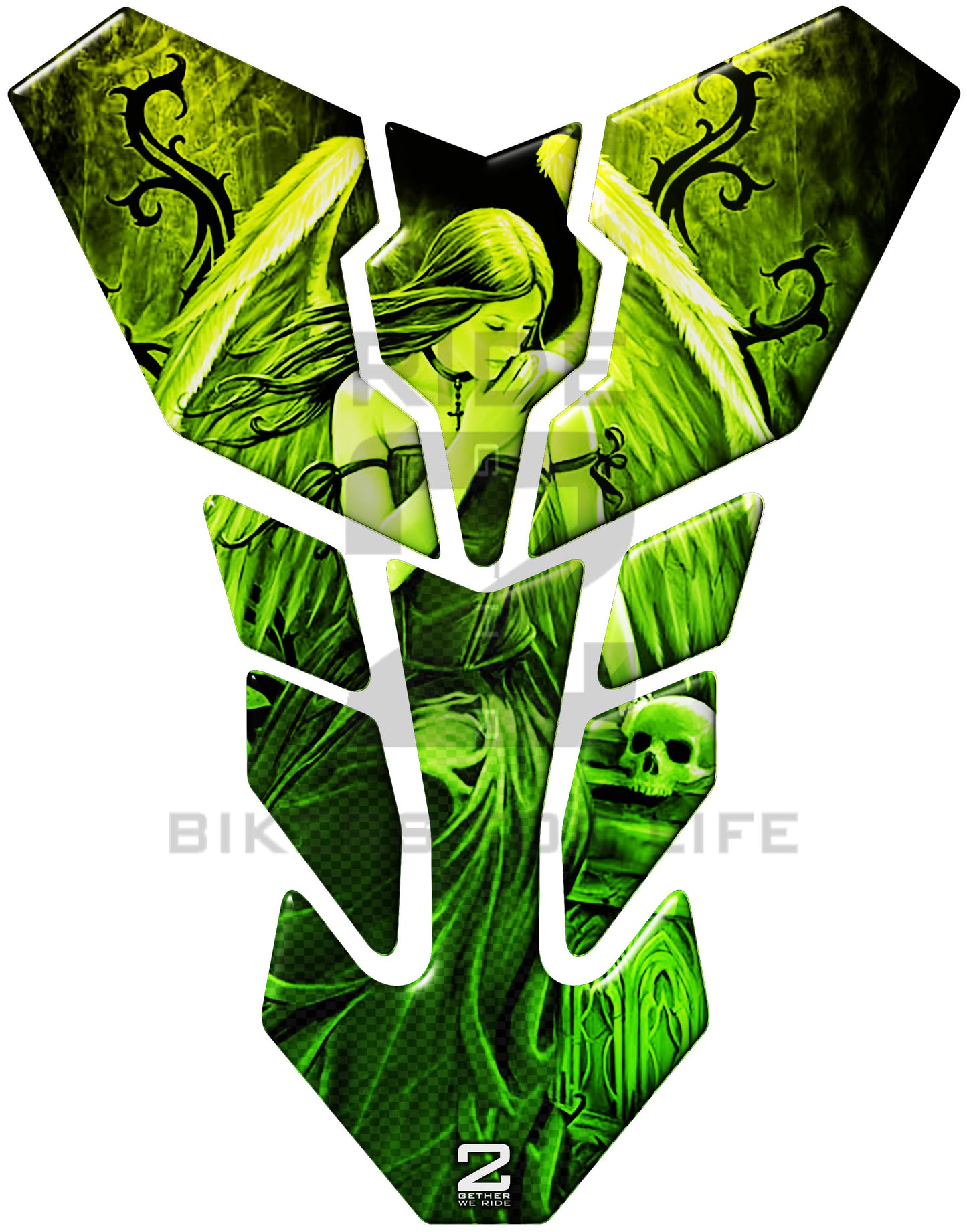 Universal Fit Green Angelic Motor Bike Tank Pad Protector. A Street Pad which fits most motorcycles.