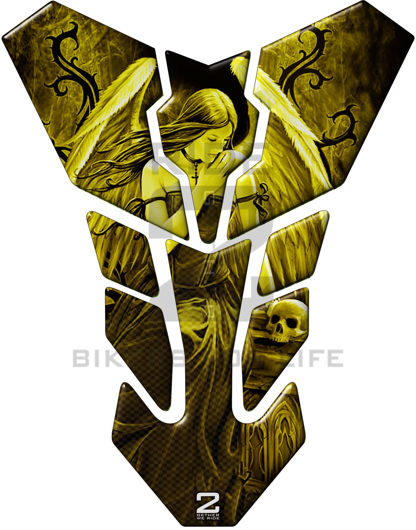 Universal Fit Yellow Angelic Motor Bike Tank Pad Protector. A Street Pad which fits most motorcycles.