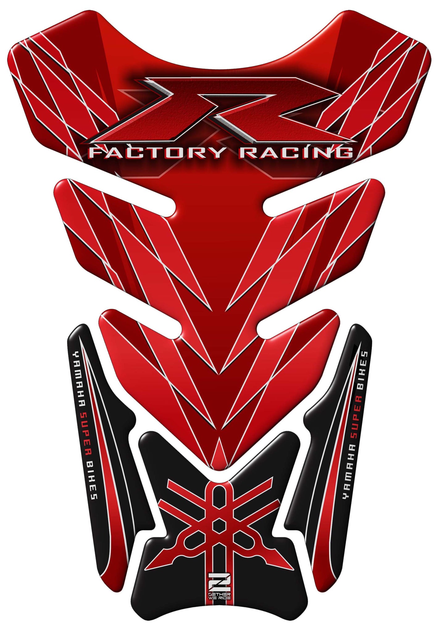 Yamaha Motor Bike Tank Pad. Red and Black Factory Racing R Series Motor Bike Tank Pad Protector.