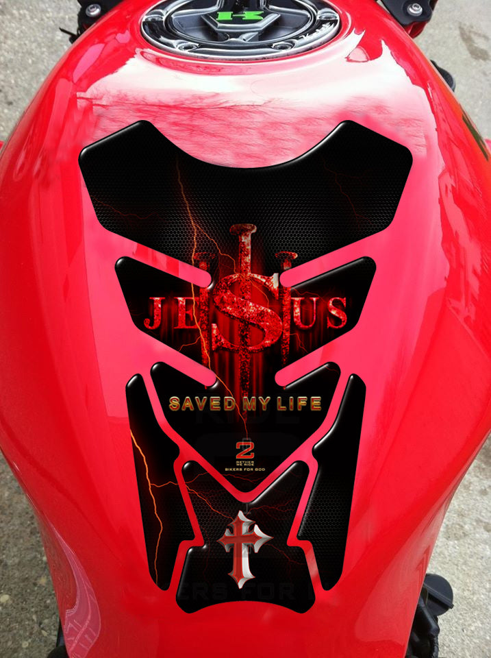 Religious Range. Jesus saved my life Red Universal Fit. Christian tank pad.