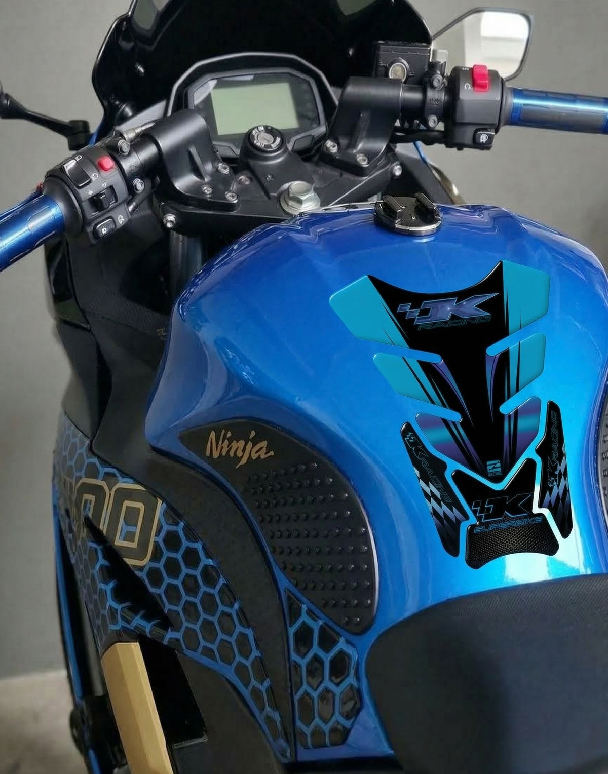 Kawasaki Tank Pad | Kawasaki Blue Carbon Motorcycle Tank Protector