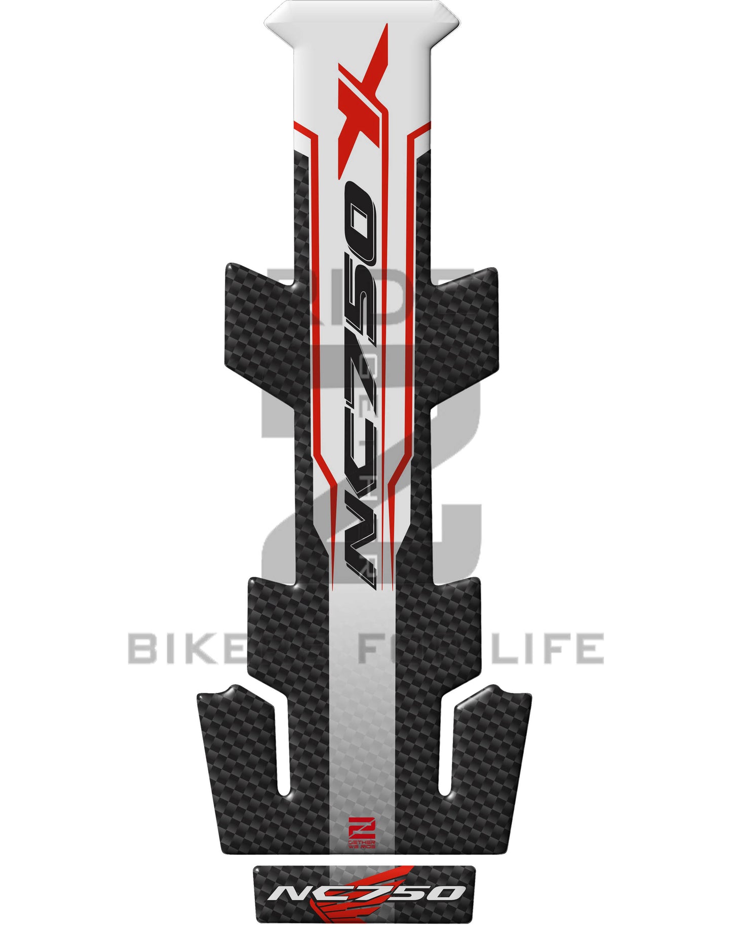 Honda NC 750 X Series, White and Black Carbon Fibre Protective Tank Pad. Universal Fit.