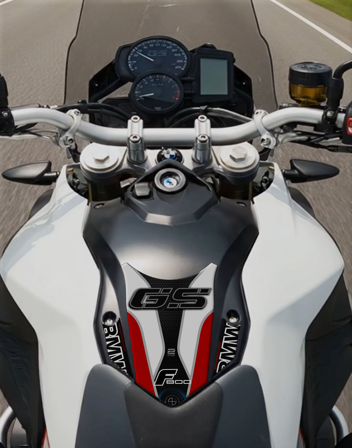 BMW F 800 GS White and Black Motor Bike Tank Pad / Protector 2013 - 2017