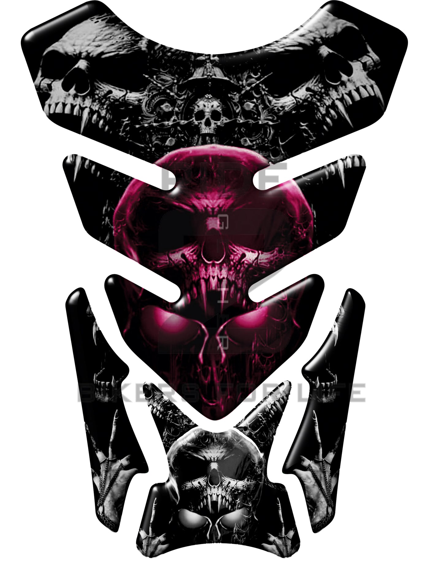 Motor Bike Black and Purple Bling Skull Street Tank Pad