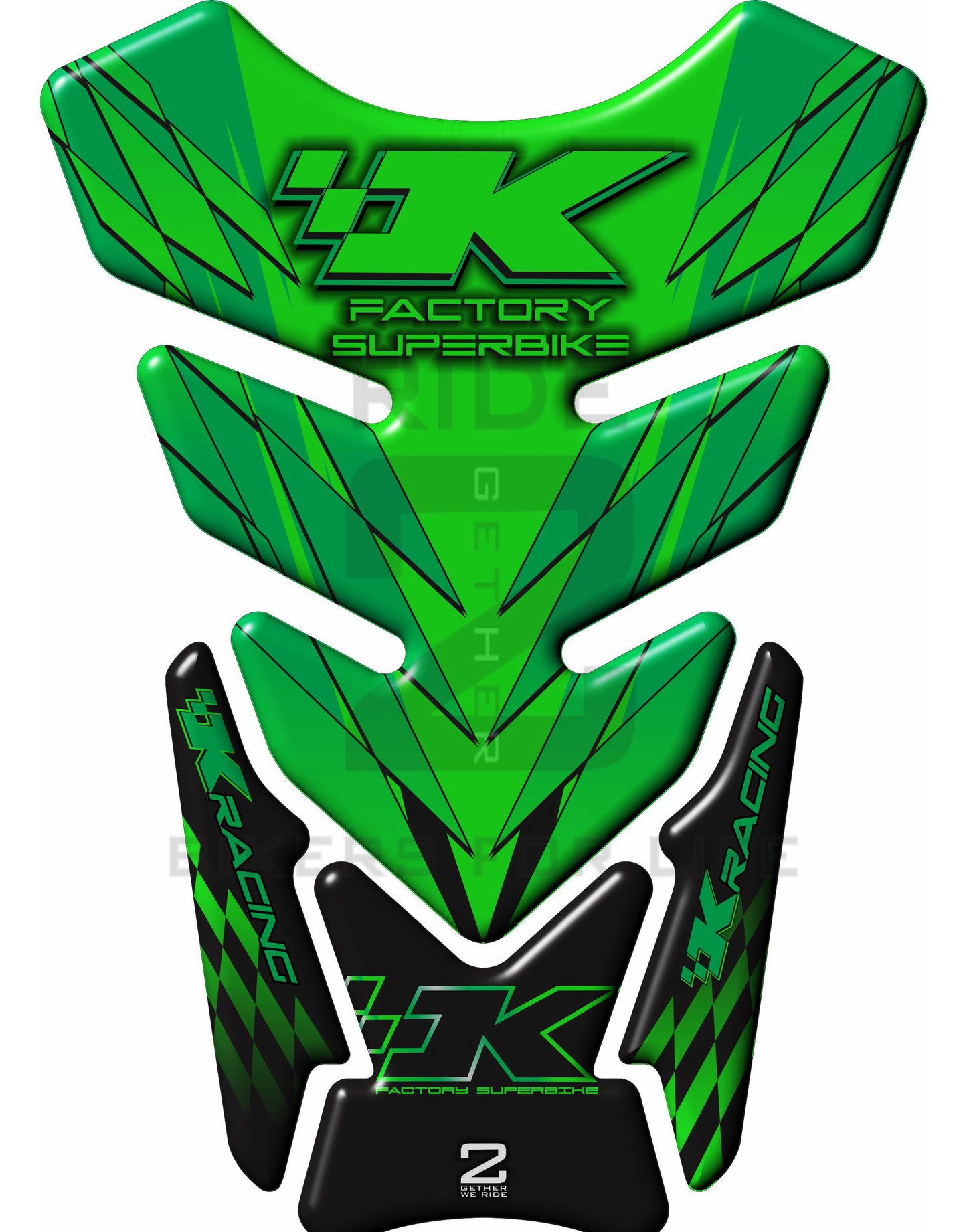 Kawasaki Factory Super Bike, Green and Black Tank Pad Protector 2006 - 2022. K Racing
