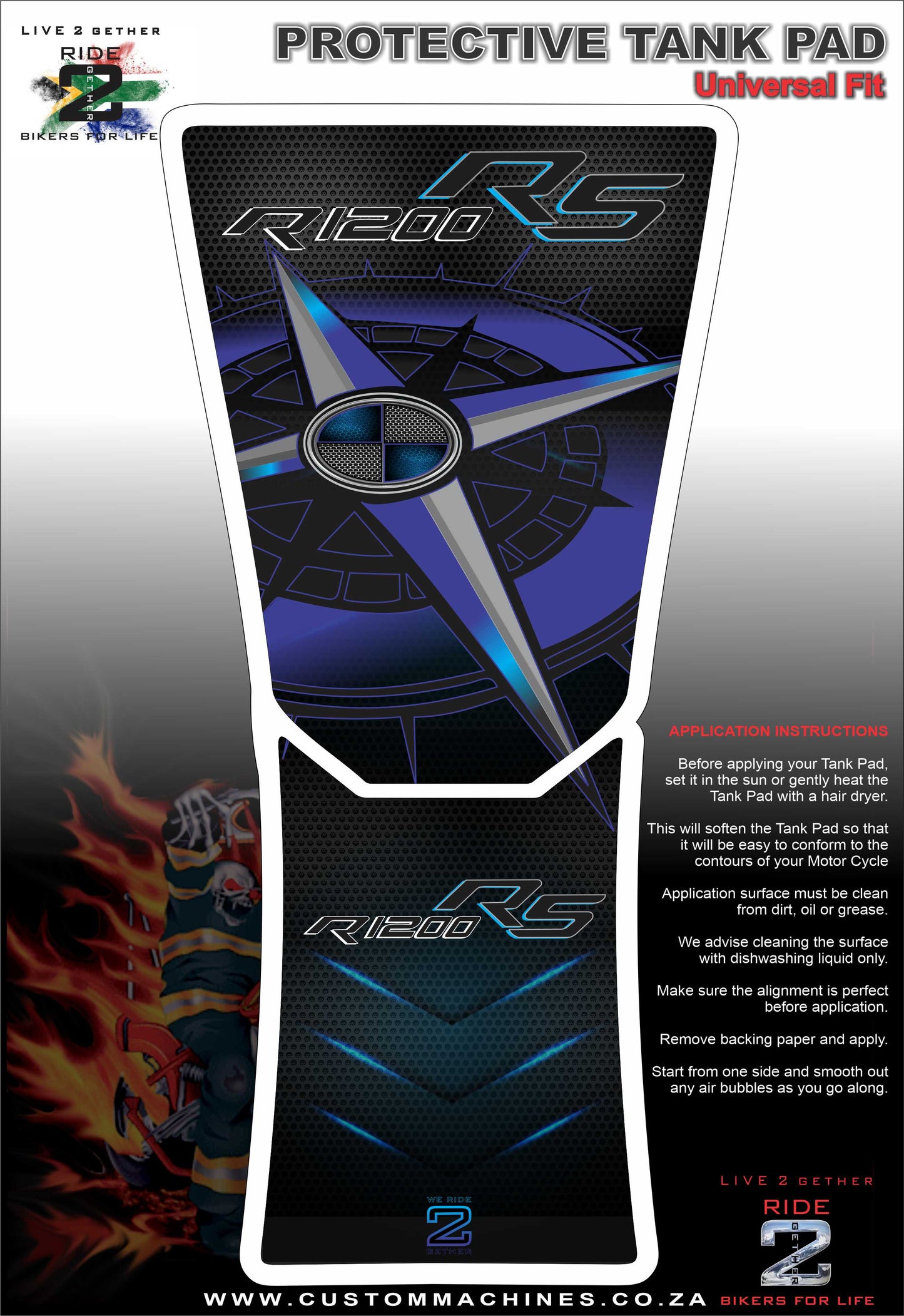 BMW R 1200 RS Blue Bike Tank Pad