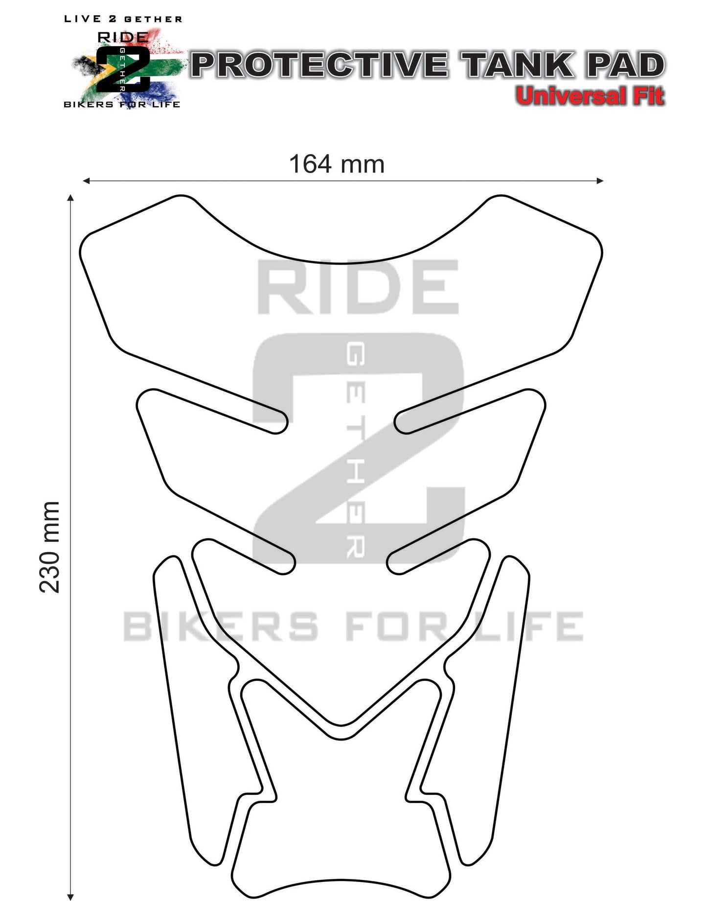 Yamaha Black R1, R3, R6, R7, R15, R125, Tank Pad Protector