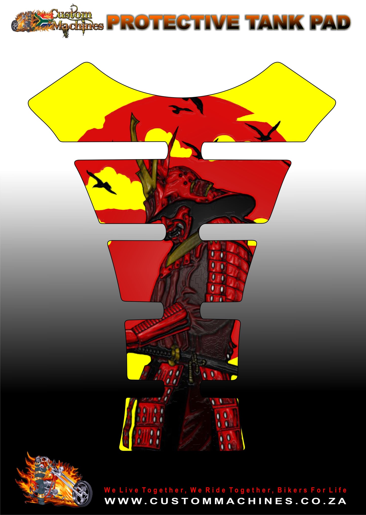 Yamaha Samurai Yellow and Red Motor Bike Tank Pad protector