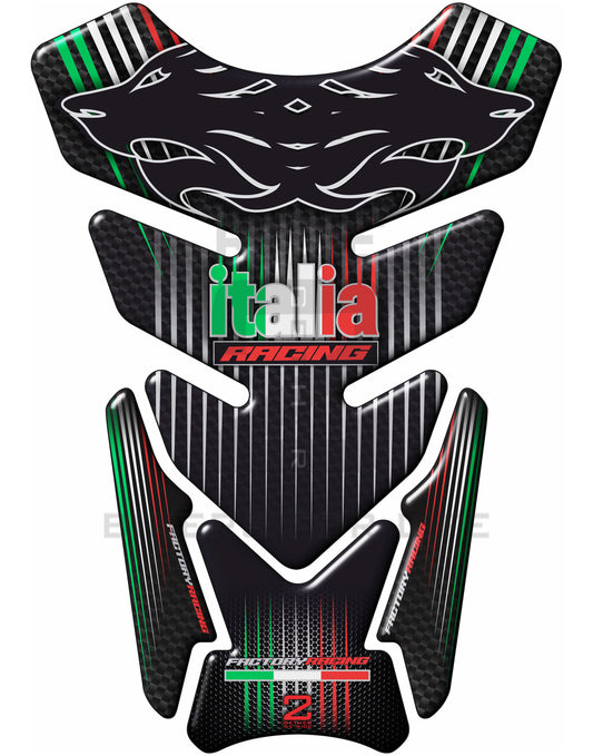 Aprilia  RSV 1000 - MILLE - RS250 - RSV4 - RSV4R - FALCO etc Italia Factory  Racing  Black and Chrome Universal Fit  Motor Bike Tank Pad / Protector. Fits most models