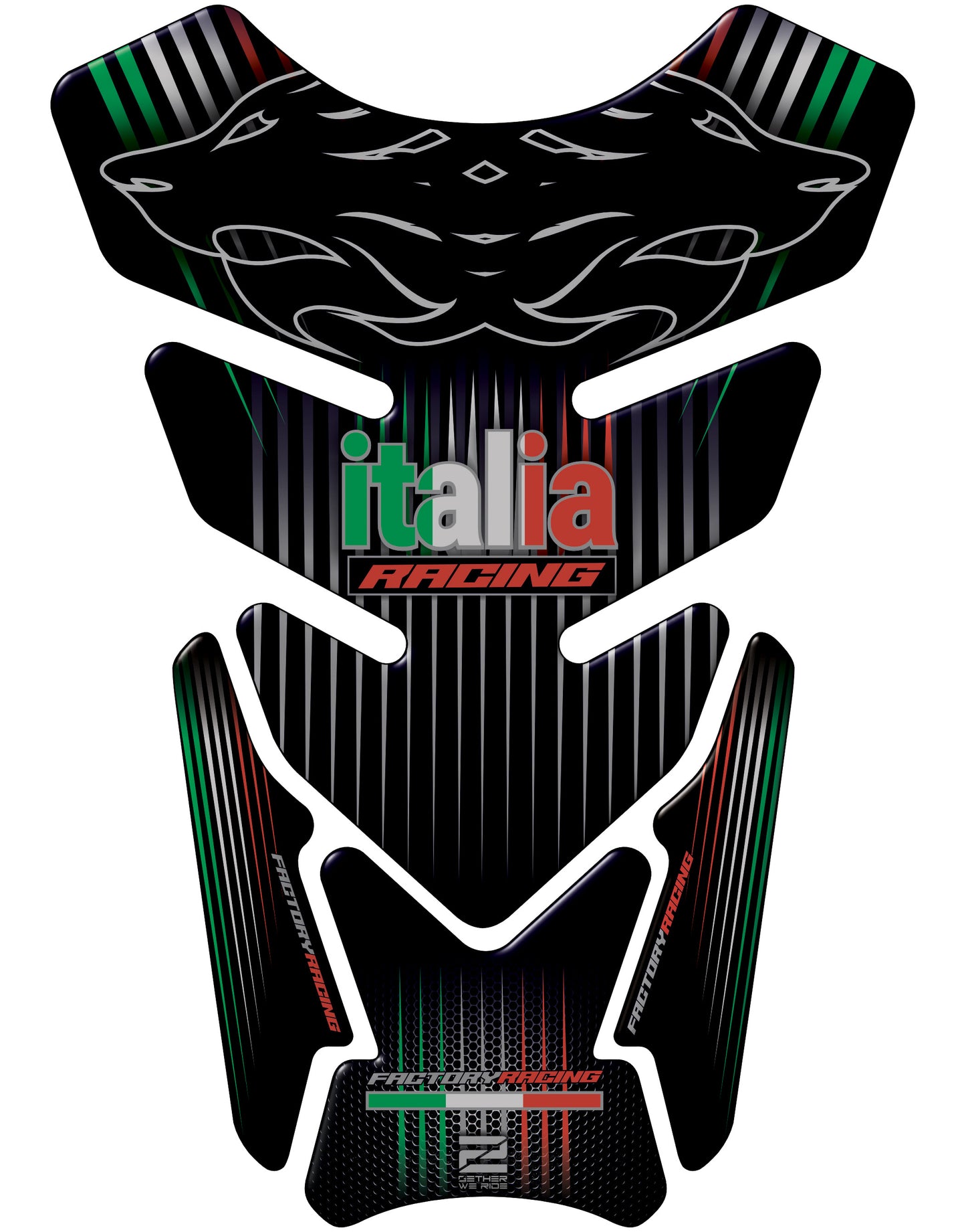 Aprilia Black and Grey Motor Bike Tank Pad. Italia Racing Universal Fit Motor Bike Tank Pad / Protector.