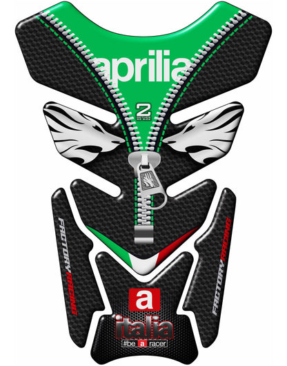 Aprilia Motor Bike Tank Pad Protector -  Aprilia  Italia Factory  Racing  Black Carbon Fibre, Red and Green Universal Fit  Motor Bike Tank Pad / Protector.