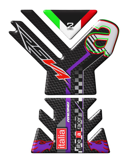 Aprilia RSV4 Purple and Black Carbon Fibre  Motor Bike Tank Pad 2021 -2023