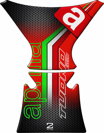 Aprilia  RS 660 Motor Bike Tank Pad . Red and Black Honey Comb Universal Fit  Bike Tank Pad / Protector. 