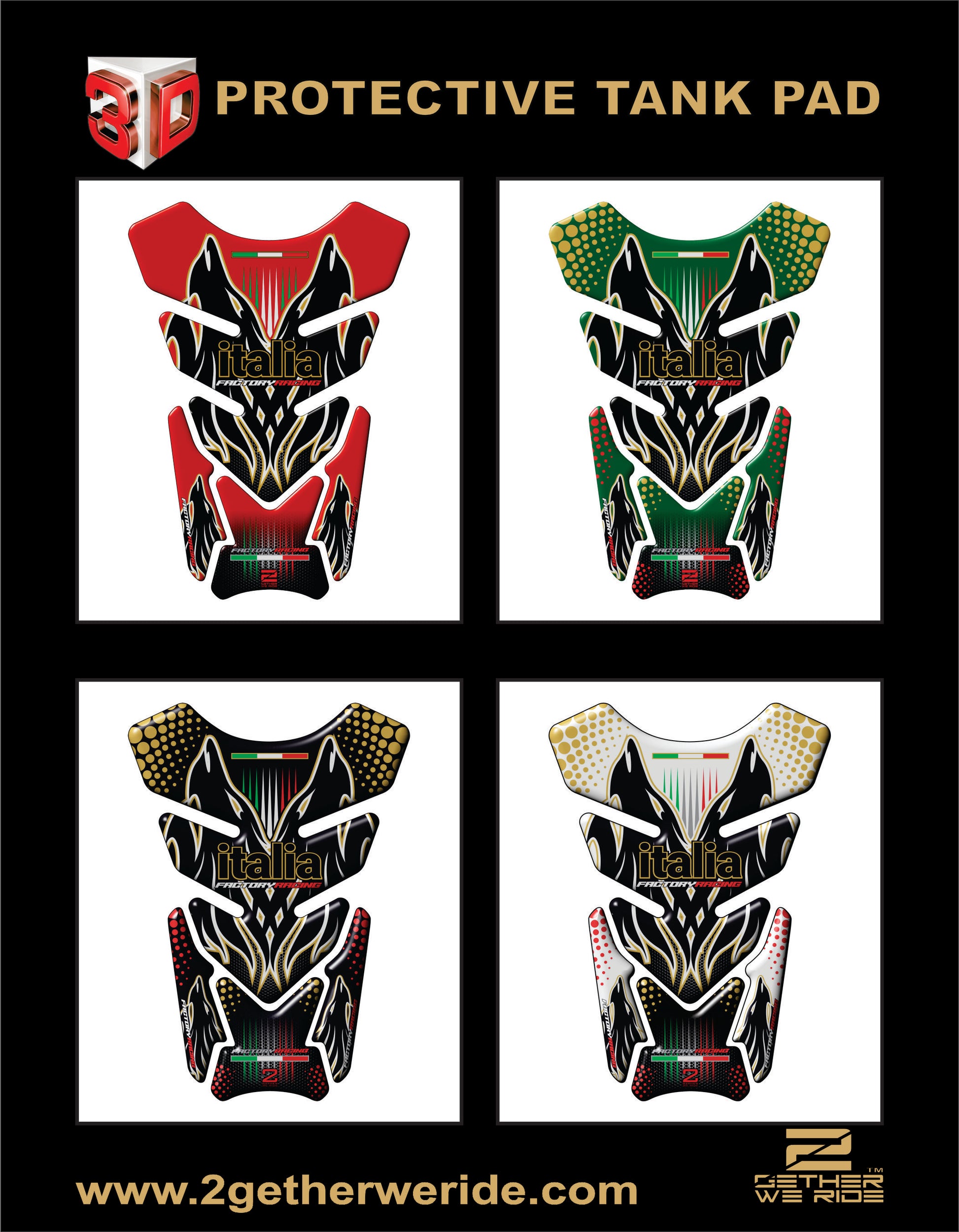 Aprilia  Red Universal Fit Italia Racing  Red and Black Motor Bike Tank Pad / Protector