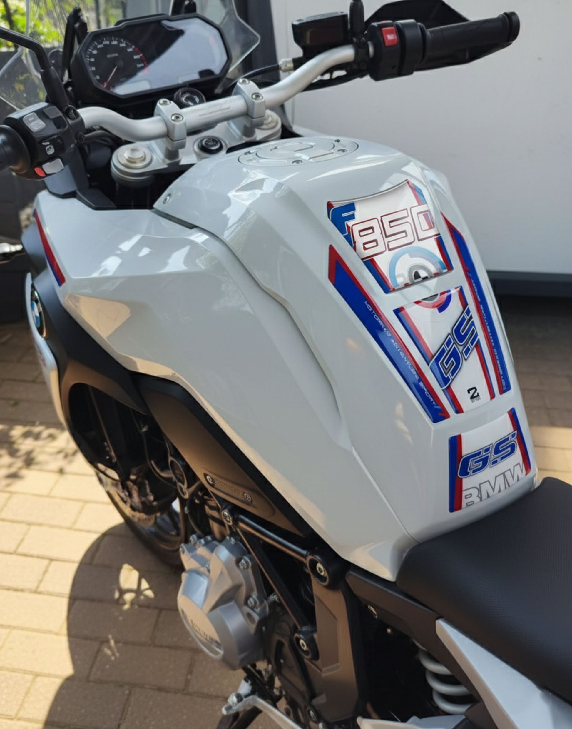 BMW F 850 GS Red, White and Blue Motor Bike Tank Pad / Protector