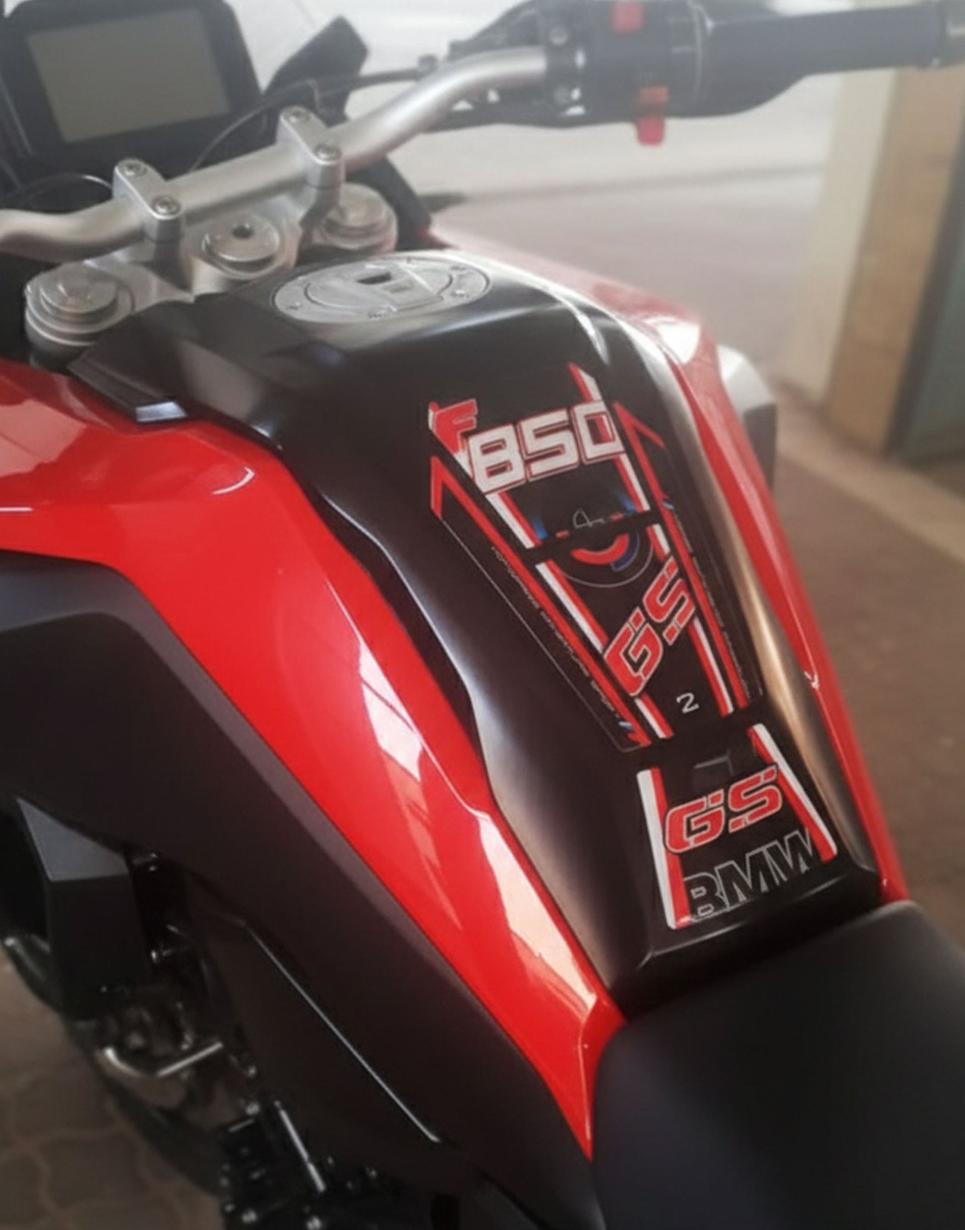 BMW F 850 GS Red and Black Motor Bike Tank Pad / Protector