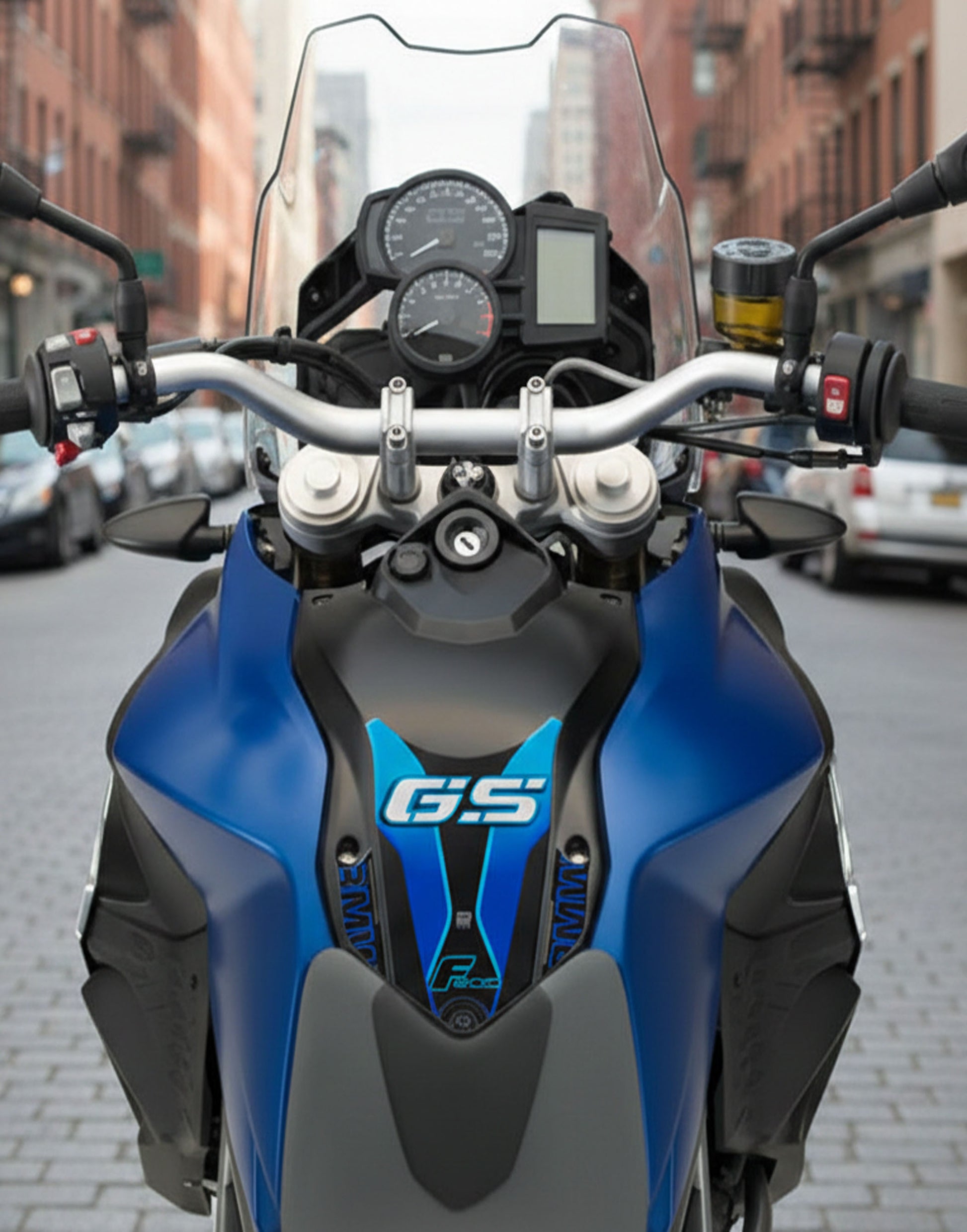BMW F 800 GS Blue and Black Motor Bike Tank Pad / Protector 2013 - 2017