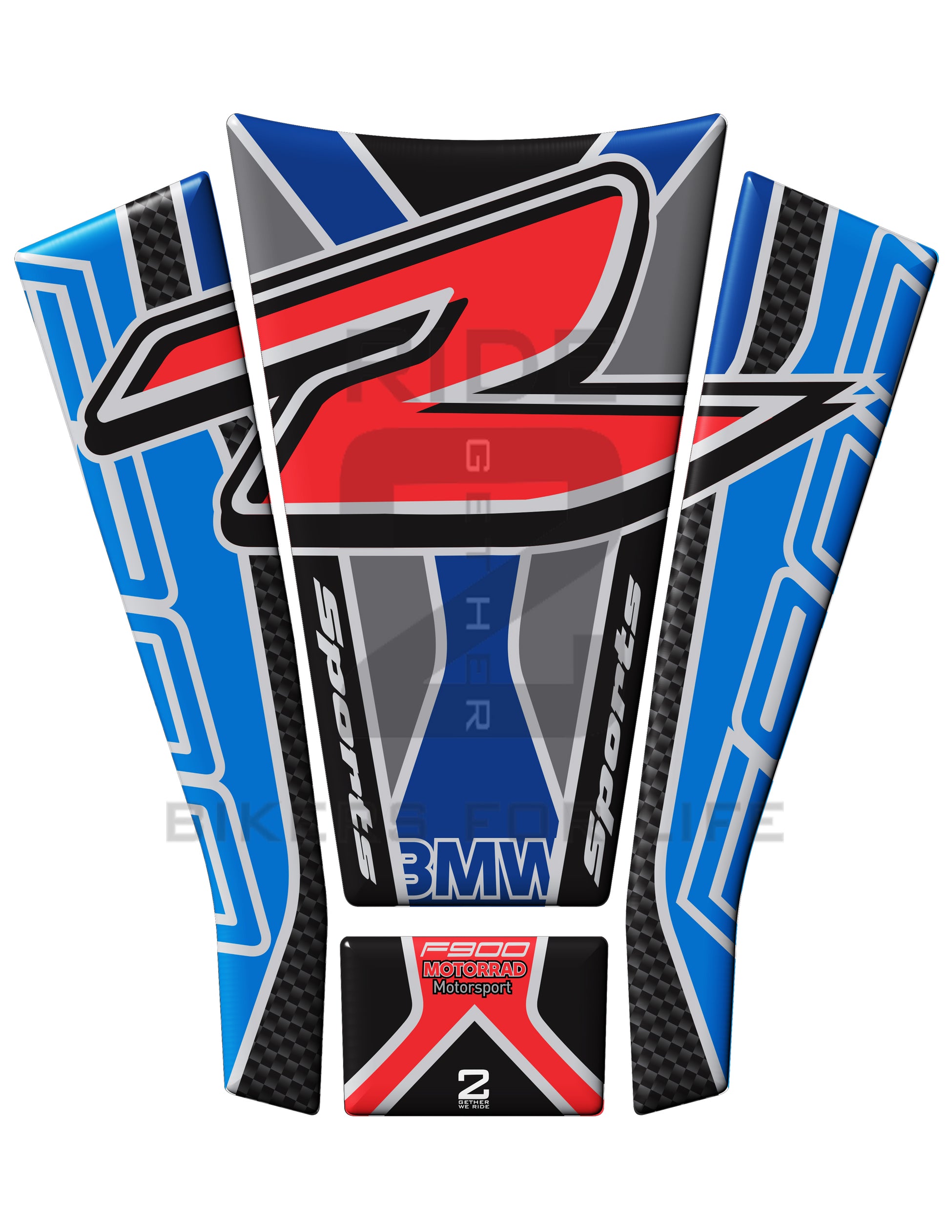 BMW F900 R Motor Bike Tank Pad / Protector 2020 - 2021. Blue ,White Red, Black Carbon Fire