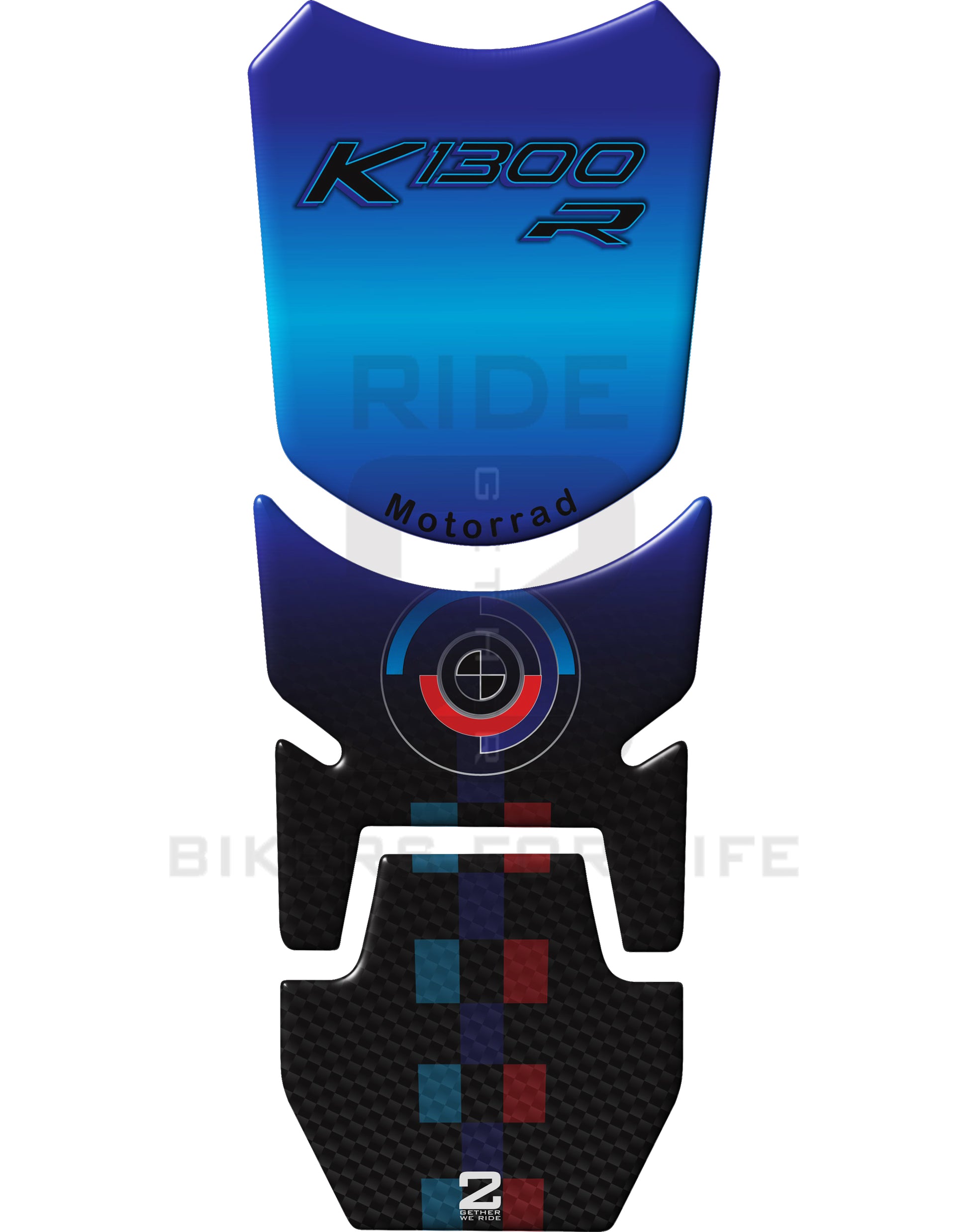 BMW K 1300 R Blue and Black Motor Bike Tank Pad Protector. Standard Fit