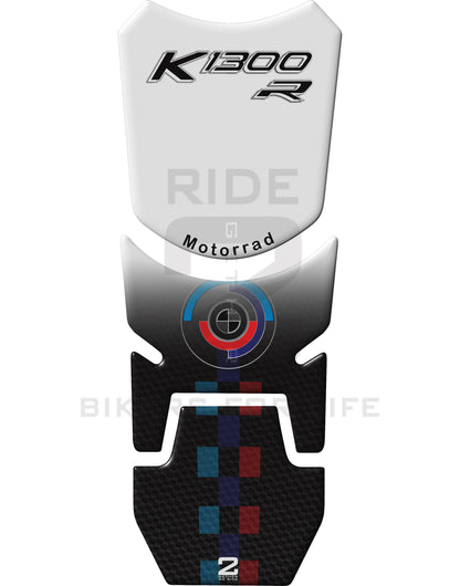 BMW K 1300 R White and Black Motor Bike Tank Pad Protector. Standard Fit