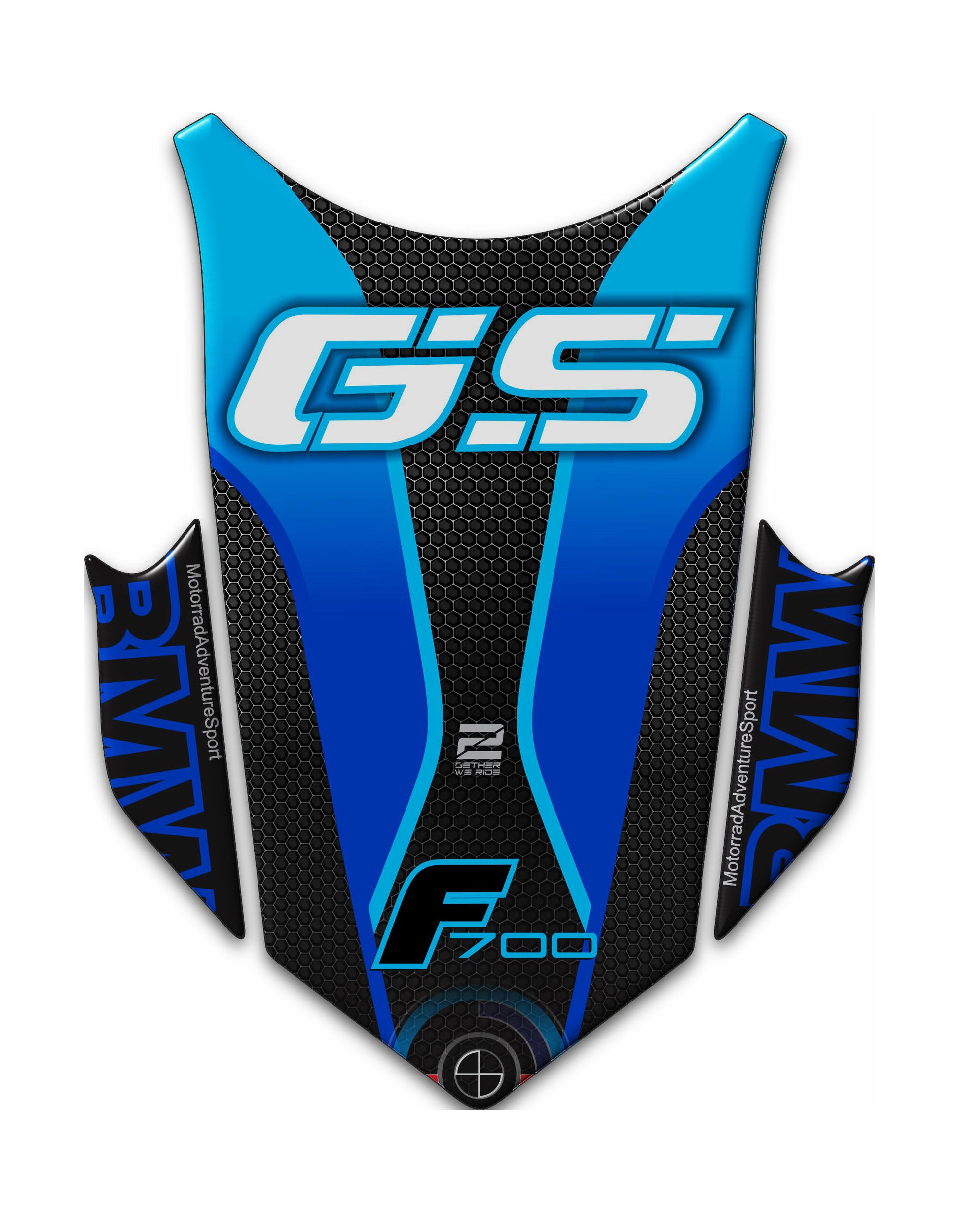 BMW F 700 GS Motor Bike Tank Pad . BMW Blue F 700 Motor Bike Tank Pad / Protector.