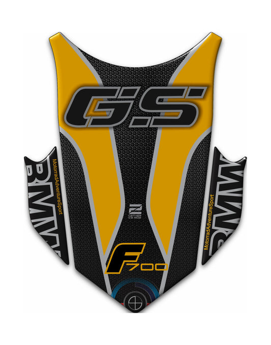 BMW F 700 GS Motor Bike Tank Pad . BMW F 700 Yellow and Black Motor Bike Tank Pad / Protector.
